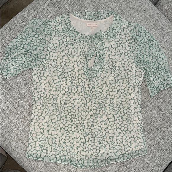 Rebecca Taylor Ikat Leaf Ruffle Top - Green - Blouses - Picture 2 of 3